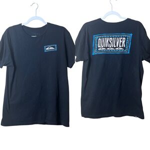 Quiksilver Mens Large Black Graphic Tee Shirt Surf Skate‎ Y2K Streetwear Size L